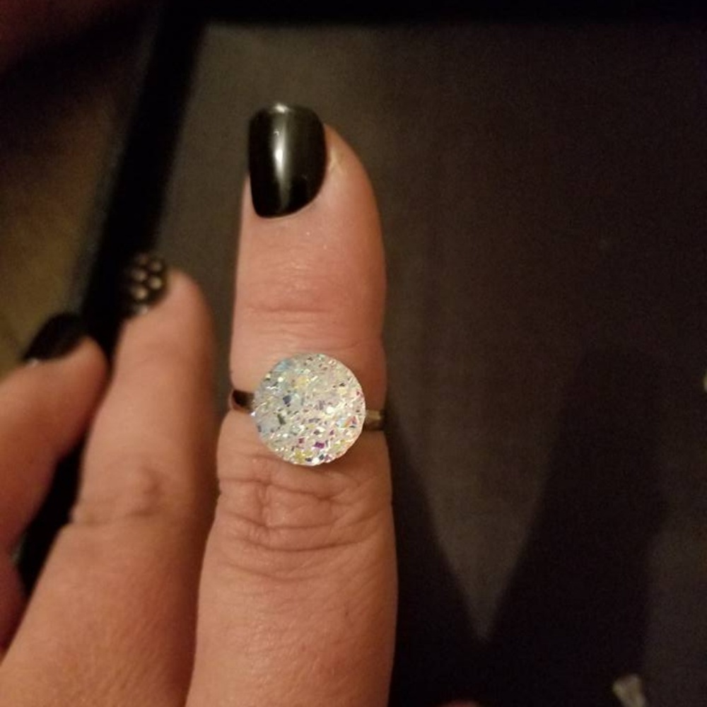 White Druzy Ring